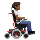 PERSON IN MOTORIZED WHEELCHAIR FACING RIGHT (medium-dark)