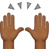 PERSON RAISING BOTH HANDS IN CELEBRATION (medium-dark)