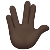 RAISED HAND WITH PART BETWEEN MIDDLE AND RING FINGERS (dark)