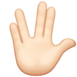 RAISED HAND WITH PART BETWEEN MIDDLE AND RING FINGERS (light)