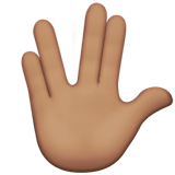 RAISED HAND WITH PART BETWEEN MIDDLE AND RING FINGERS (medium)